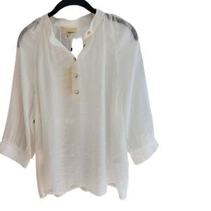 Beautiful puff 3/4 sleeves White Blouse | The Korner Anthropology